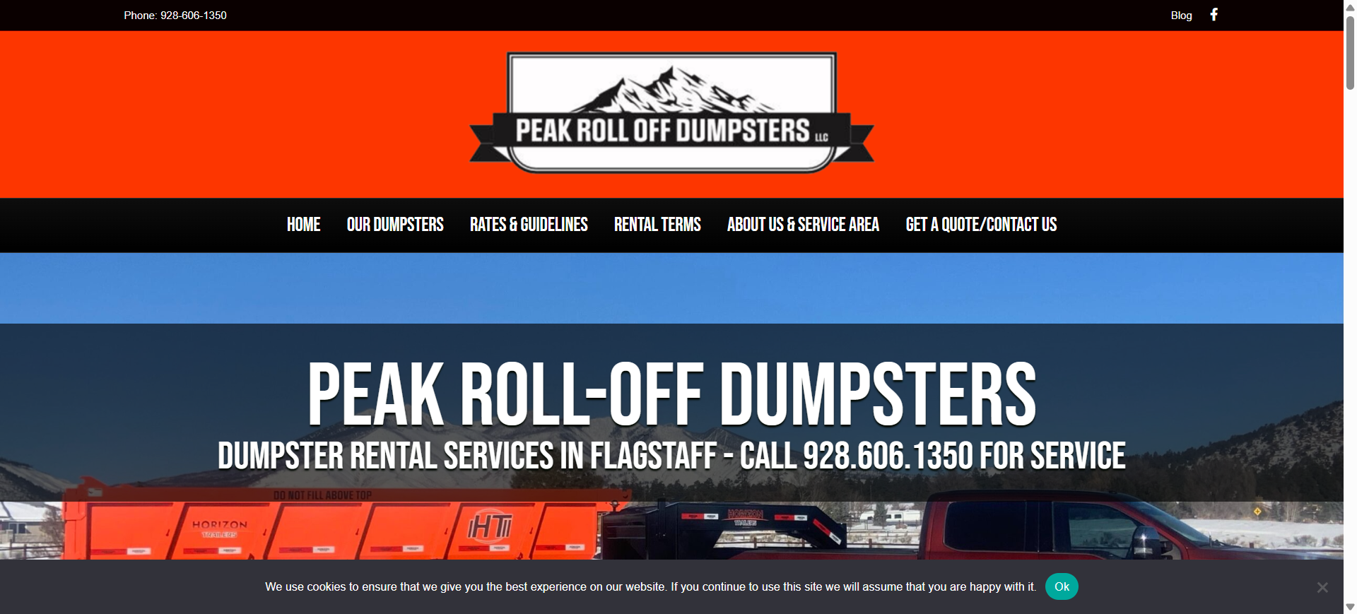 Peak Rolloff Dumpsters website preview