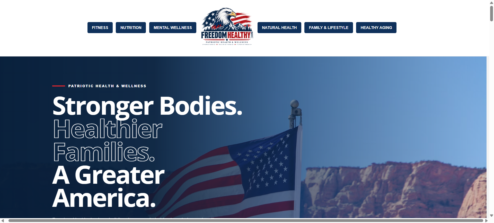 Freedom Healthy patriotic health and wellness website design preview
