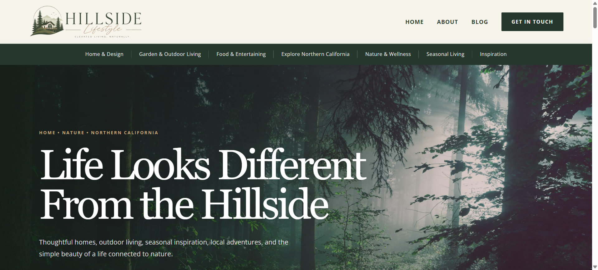 Hillside Lifestyle custom website design preview