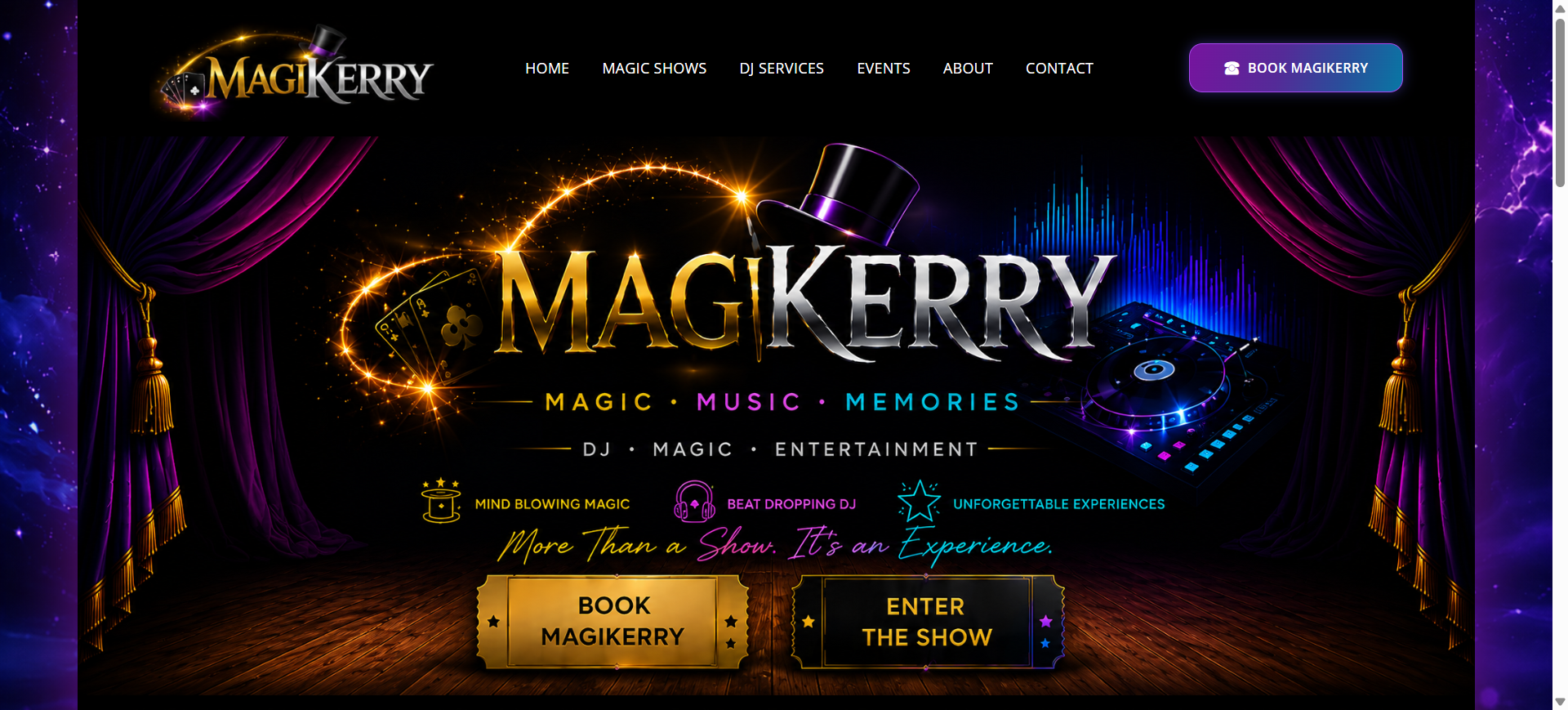 Magikerry entertainment website design preview