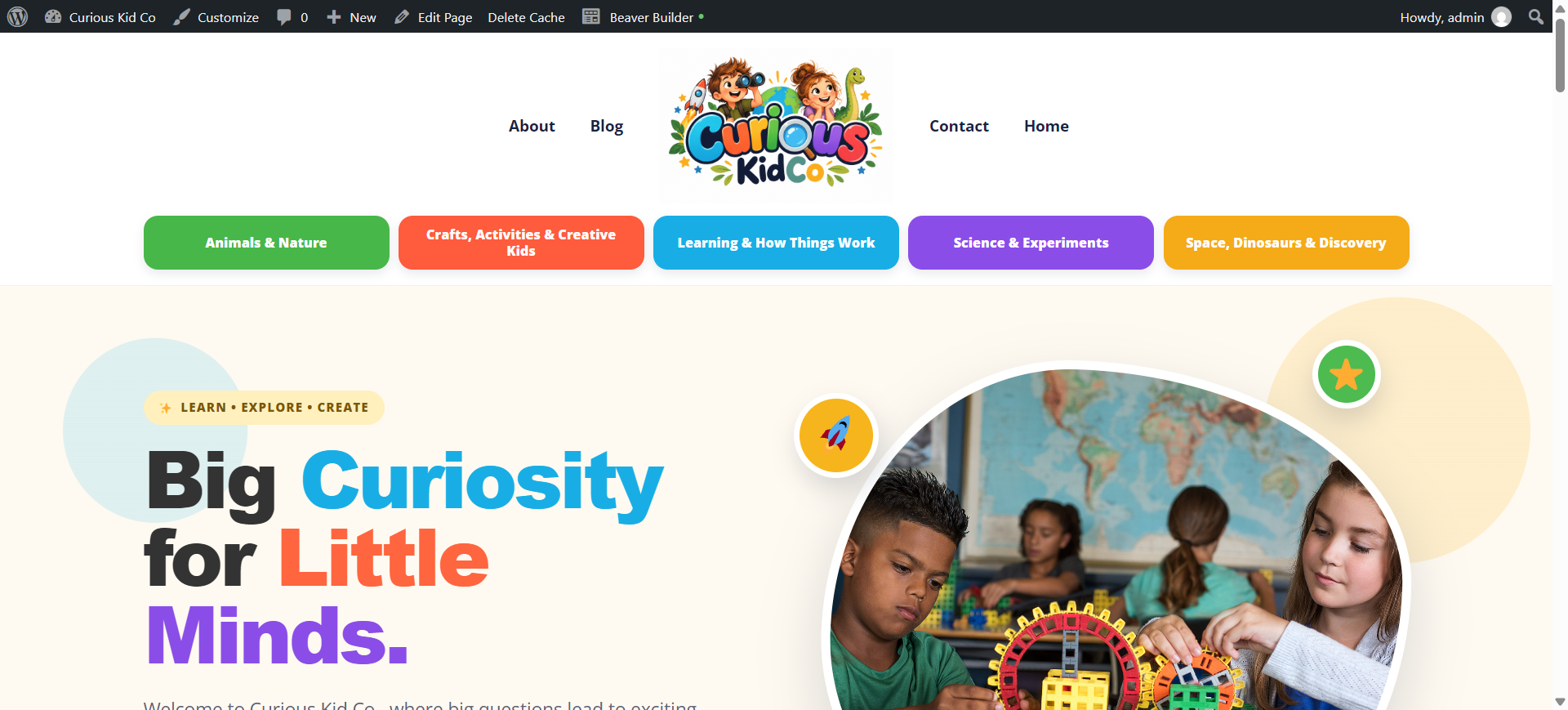 Curious Kid Co. children's ecommerce website design preview