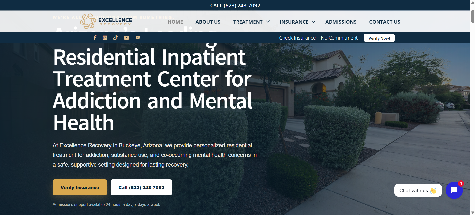 Excellence Recovery website design preview